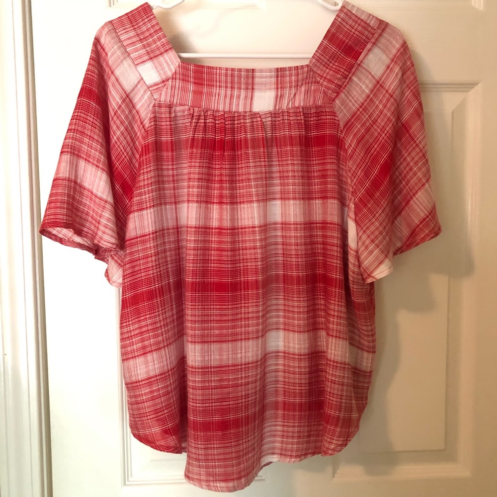 Universal Thread Red + White Plaid Top size M